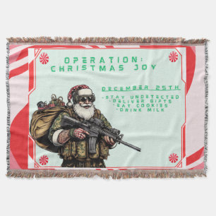 Funny Military/Christmas Santa Throw Blanket