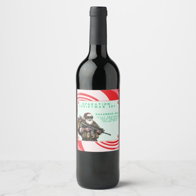 Funny Military/Christmas Santa Wine Label (Front)