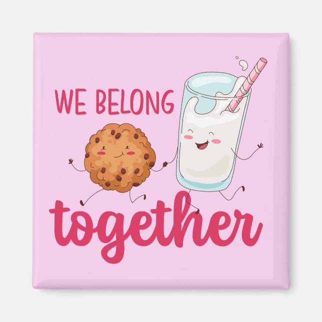 Funny Milk and Cookies Cute Couple Valentine's Day Magnet (Front)