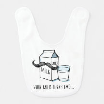 Funny Milk & Moustache Baby Bib