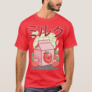 Funny Milk Retro 90s Shake Japanese Kawaii Strawbe T-Shirt