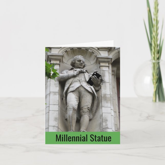 Funny Millennial Statue Happy Birthday Card (Front)