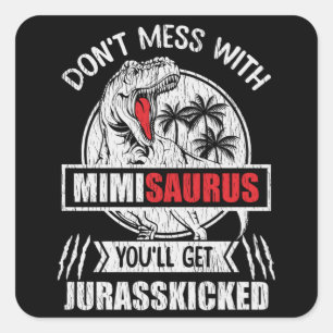 Funny Mimi Gift Dinosaur Grandma Humour Grandmothe Square Sticker