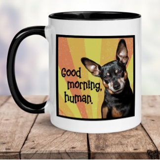 Funny Min Pin Mug - Good Morning, Human 