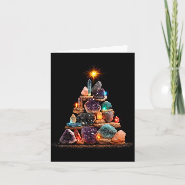 Funny Minerals Christmas Tree Graphic Crystals  Card (Front)