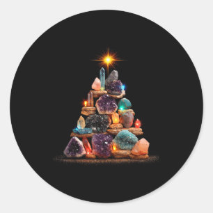 Funny Minerals Christmas Tree Graphic Crystals Classic Round Sticker