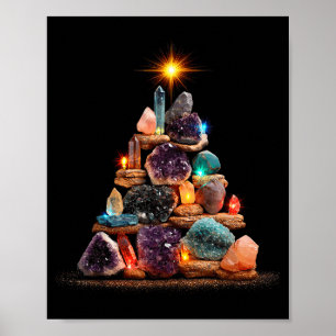 Funny Minerals Christmas Tree Graphic Crystals Poster