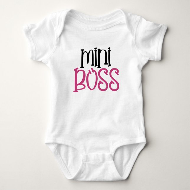 Funny Mini Boss Girl Baby Bodysuit (Front)