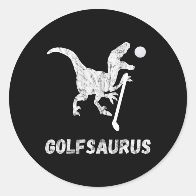 Funny Mini Golf Player Golf Dinosaur Golfer T-rex  Classic Round Sticker (Front)