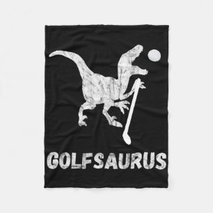 Funny Mini Golf Player Golf Dinosaur Golfer T-rex  Fleece Blanket