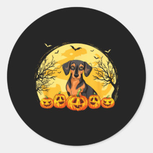 Funny Miniature Pinscher Dog Pumpkins Halloween Classic Round Sticker
