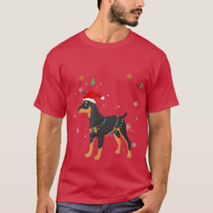 Funny Miniature Pinscher Dog Santa Hat Christmas L T-Shirt