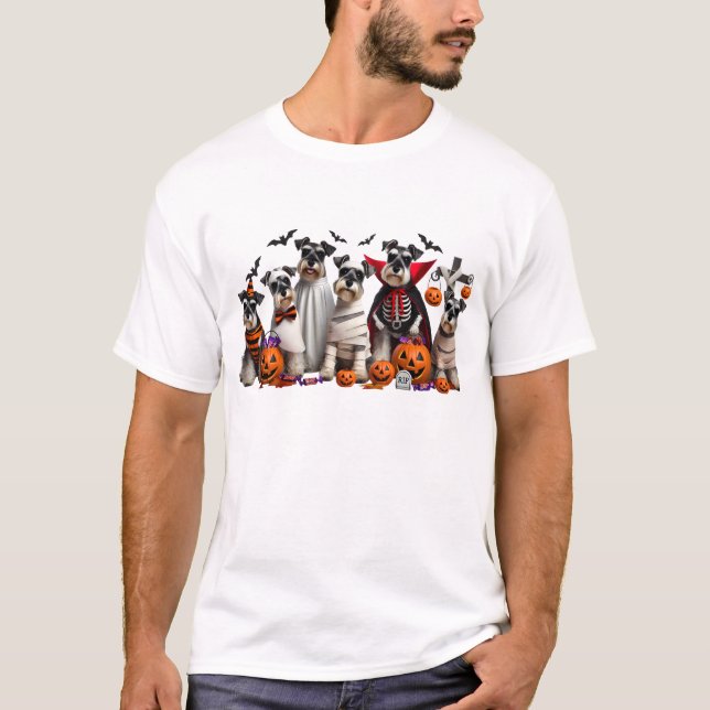 Funny Miniature Schnauzer Halloween Dog Lover T-Shirt (Front)