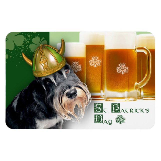 Funny Miniature Schnauzer St. Patrick's Day Gift Magnet (Horizontal)