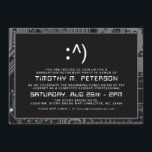 Funny Minimal Computer Science Grey Grad Invite<br><div class="desc">A clean and minimalist computer programming professional party or event invitation which can be adjustable to either a retirement or graduation card. You can be creative and add a photo to the reverse side with a black-and-white filter using the customisation function. All elements of this invitation are unlocked and adjustable....</div>