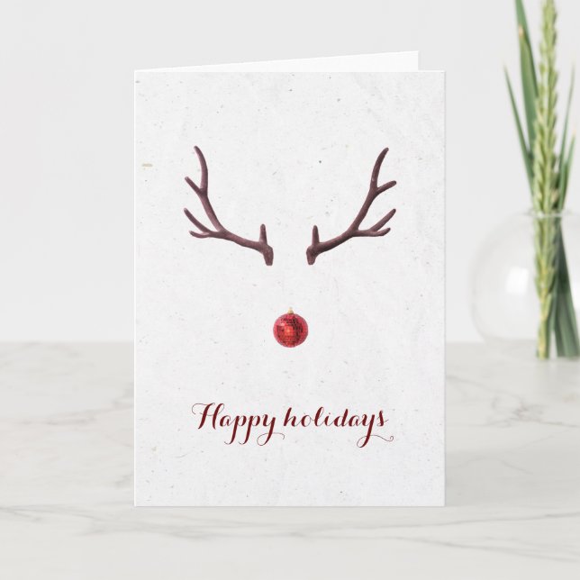 Funny minimal reindeer holiday card (Front)