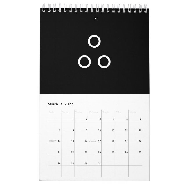 Funny Minimalism Circles Black and White Calendar (Mar 2027)