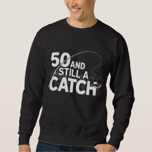 Funny Minimalist 50th Birthday Fishing Theme Sweatshirt