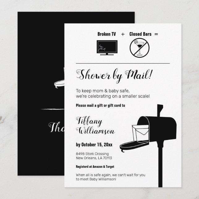 Funny Minimalist Baby Shower By Mail Invitation (Front/Back)