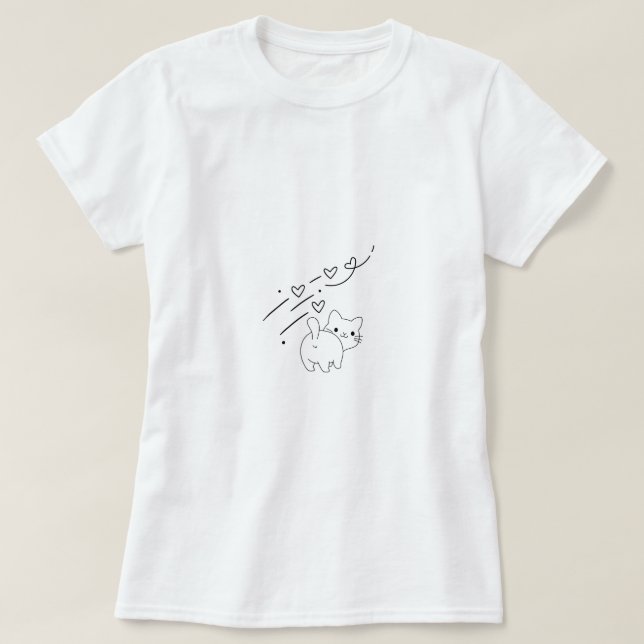 Funny Minimalist Cat T-Shirt (Design Front)