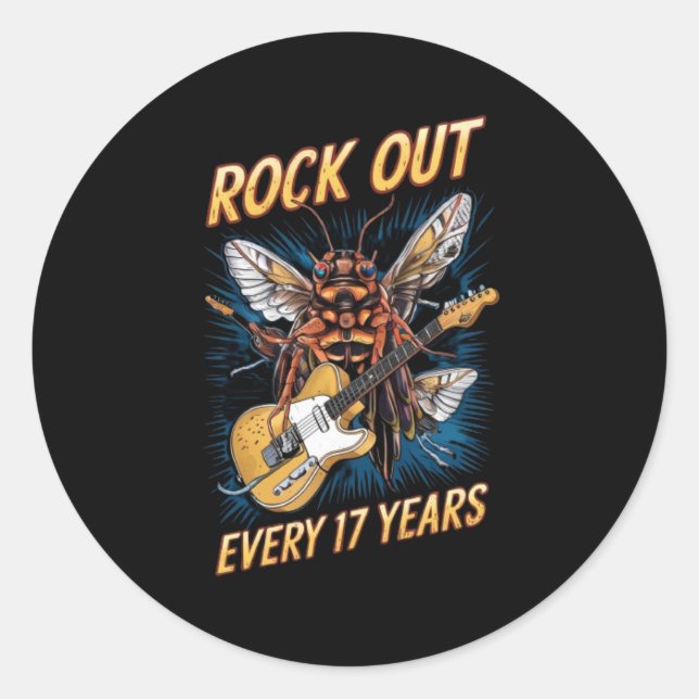 funny minimalist cicada classic round sticker (Front)