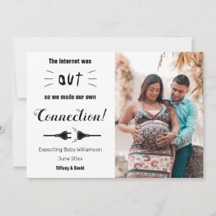 Funny Minimalist Making Connections Pregnancy Announcement