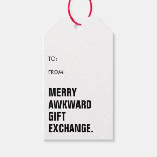 Funny Minimalist Merry Awkward Gift Exchange Tags