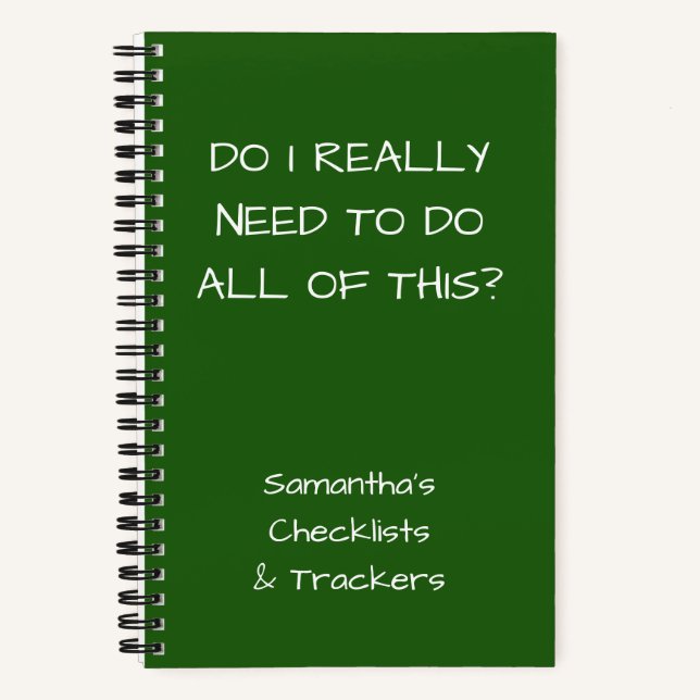 Funny Minimalist Name Green To Do Checklist Small Notebook (Front)
