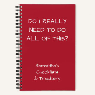 Funny Minimalist Name Red To Do Checklist Small Notebook