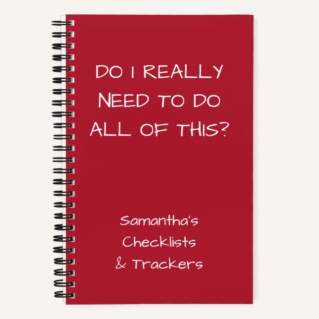 Funny Minimalist Name Red To Do Checklist Small Notebook (Front)