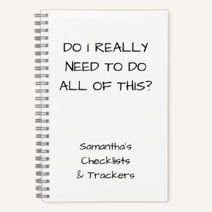 Funny Minimalist Name White To Do Checklist Small Notebook