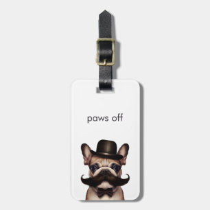 Funny Minimalist Paws Off French Bulldog Luggage Tag