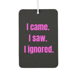 Funny Minimalist Quote - I Came I Saw I Ignored Car Air Freshener