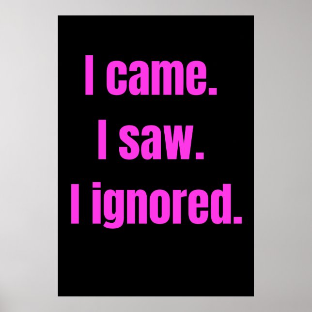 Funny Minimalist Quote - I Came I Saw I Ignored Poster (Front)
