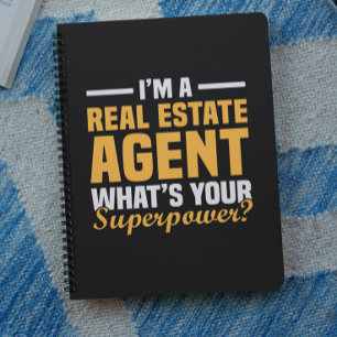 Funny Minimalist Real Estate Agent Superpower Notebook
