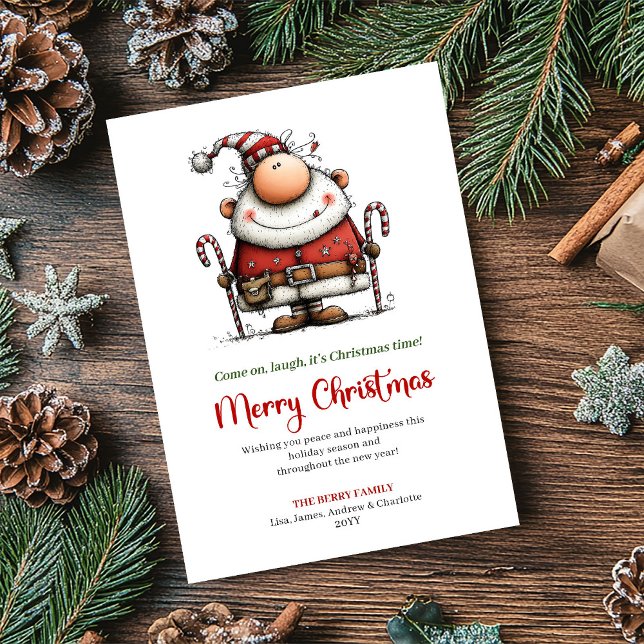 Funny Minimalist Santa Playful Holiday Greeting (Funny Minimalist Santa Playful Holiday Greeting)