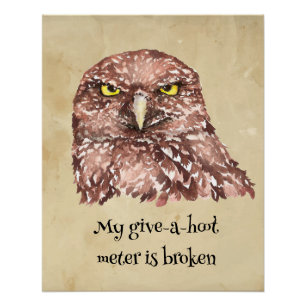 Funny Minimalist Watercolor Print Art Owl Lovers."