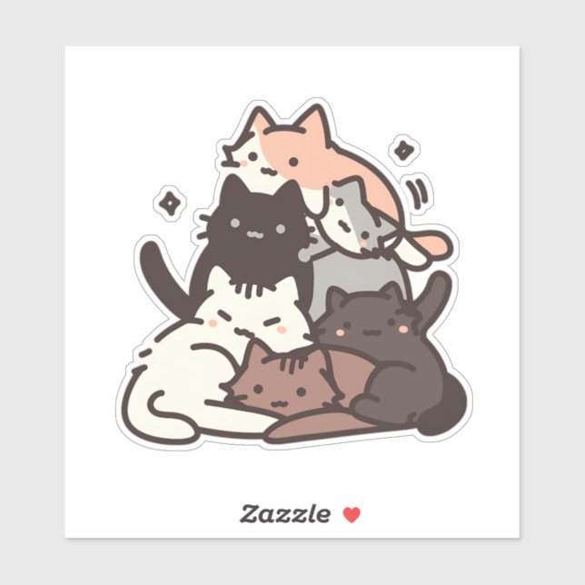 Funny Minimalistic Kawaii Chibi Cats (Sheet)