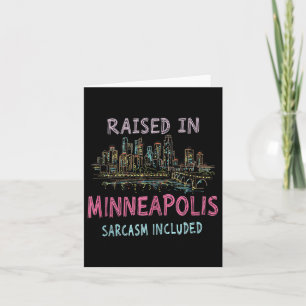 Funny Minneapolis Minnesota Night Skyline Vintage Card