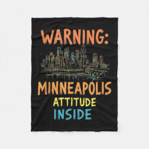 Funny Minneapolis Minnesota Night Skyline Vintage Fleece Blanket