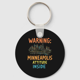 Funny Minneapolis Minnesota Night Skyline Vintage Key Ring