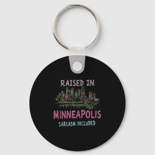 Funny Minneapolis Minnesota Night Skyline Vintage  Key Ring