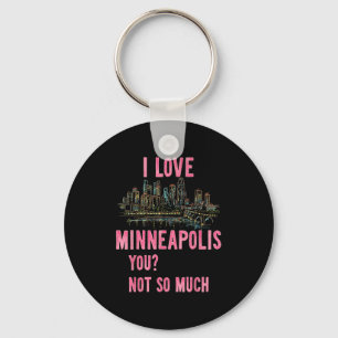 Funny Minneapolis Minnesota Night Skyline Vintage Key Ring