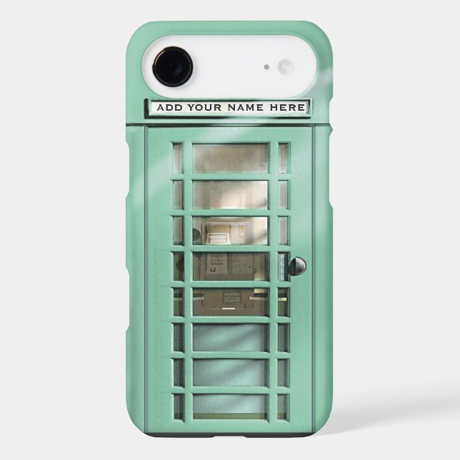 Funny Mint Green British Phone Box Personalised Case-Mate iPhone Case (Back)