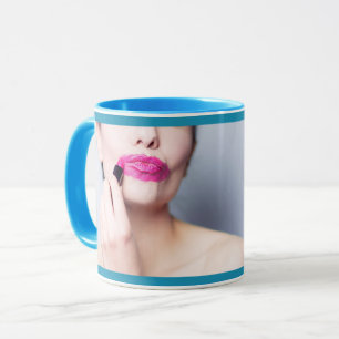 Funny Misapplied Lipstick custom mugs