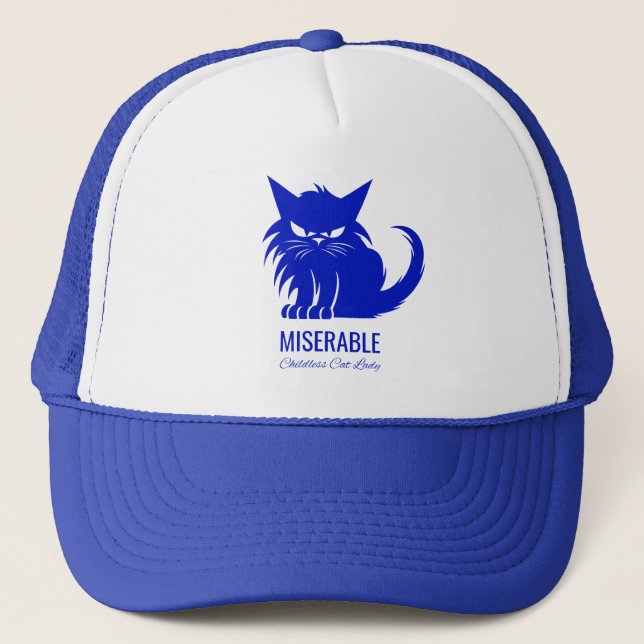 Funny Miserable Childless Cat Lady Trucker Hat (Front)