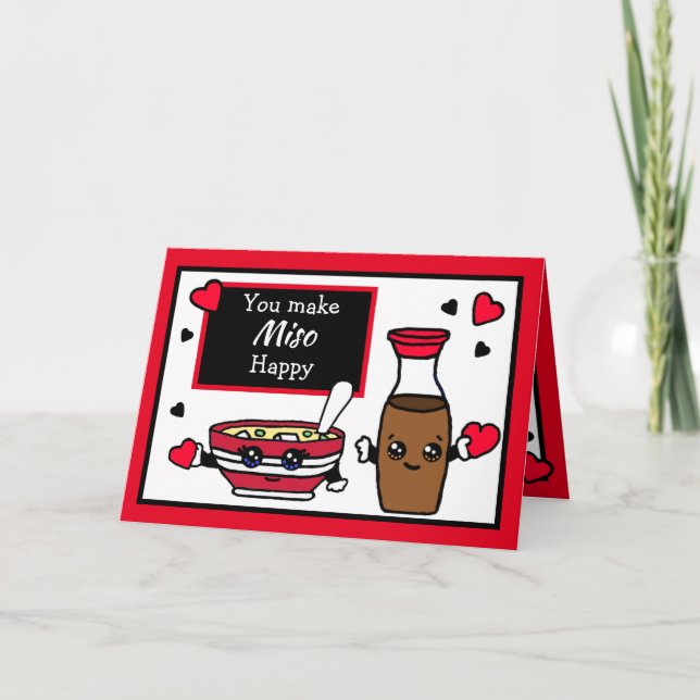 Funny Miso and Soy Sauce Pun Valentine's Day Card (Front)