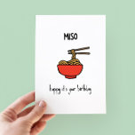 Funny Miso Ramen Pun Birthday Card<br><div class="desc">Miso happy it’s your birthday  - funny pun birthday card with a minimalist illustration of miso ramen noodles</div>