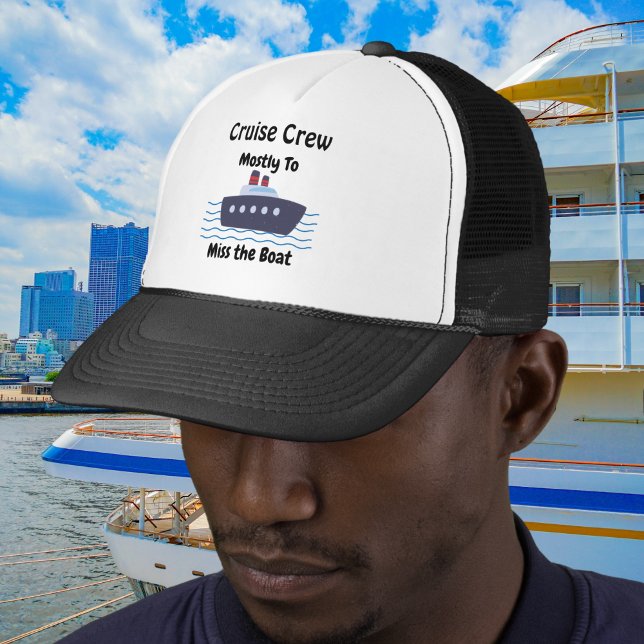 Funny Miss the Boat Black Personalize Trucker Hat (personalize with your own words)