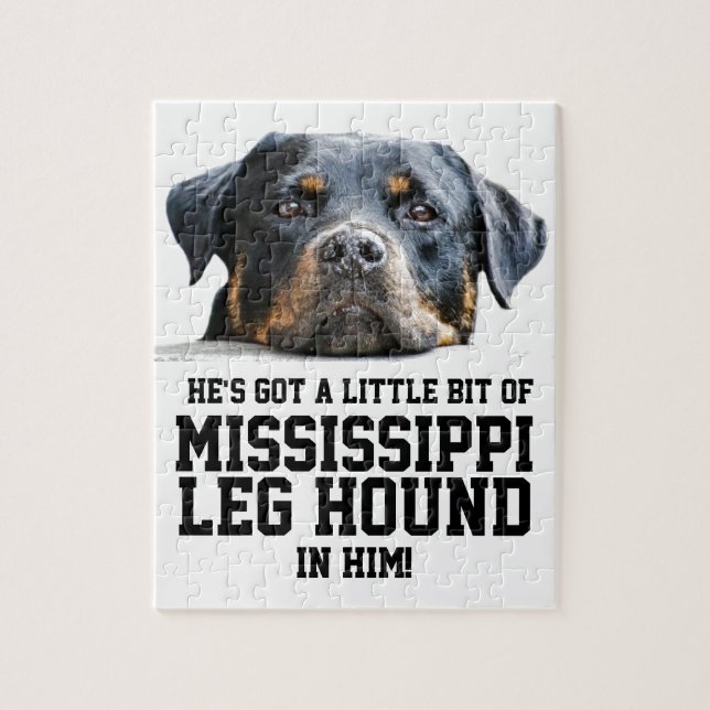 Funny Mississippi Leg Hound | Rottweiler Dog Head Jigsaw Puzzle (Vertical)